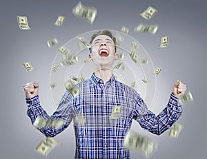 Raining money - Young man success photo