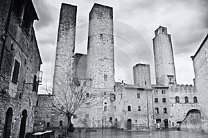 Raining in San Gimignano, Tuscany