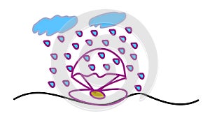 Raining on the seashell.