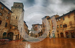 Raining in San Gimignano, Tuscany photo