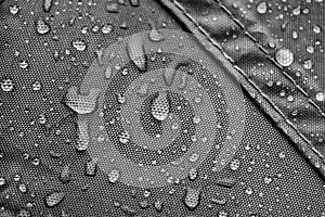 Rainproof tent sheet with rain drops