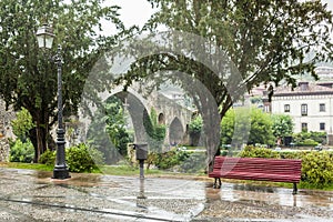 Rains at the old roman stone bridge in Cangas de Onis