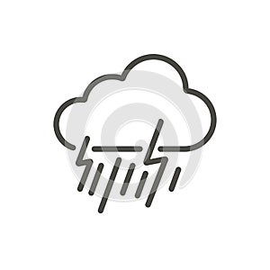 Rainstorm icon vector. Line storm symbol.