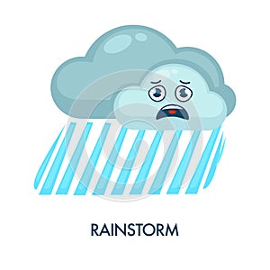 Rainstorm symbol with dark clouds and heavy rain