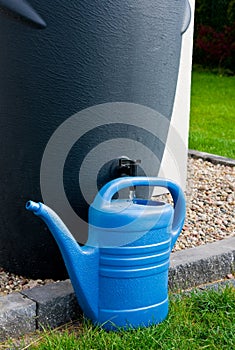 Rainwater barrel downspout modern design house exterior