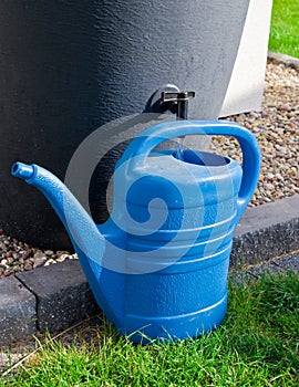 Rainwater barrel downspout modern design house exterior