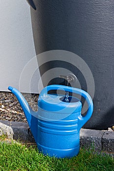 Rainwater barrel downspout modern design house exterior