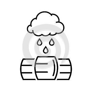 Rainwater harvesting icon. Collecting pouring water in tank.