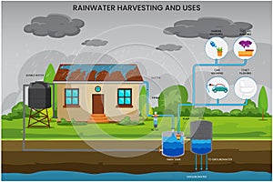 Rainwater harvesting involve Collects rain for irrigation, domestic use, conserving water resources