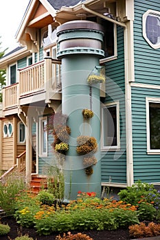 rainwater harvesting system installed on a house