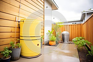 rainwater harvesting system at side of ecohome