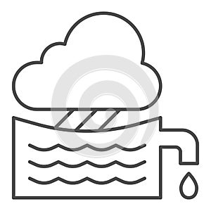Rainwater tank thin line icon. Water container vector illustration isolated on white. Agriculture outline style design