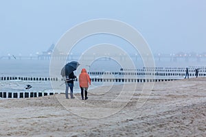 Rainy beach near Heringsdorf, Germany