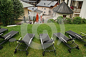 Rainy cityscape in austrian resort