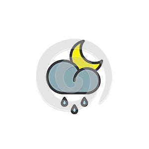 Rainy cloud and crescent filled outline icon