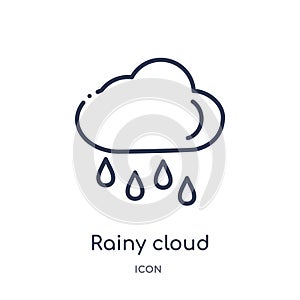 Rainy cloud icon from nautical outline collection. Thin line rainy cloud icon isolated on white background