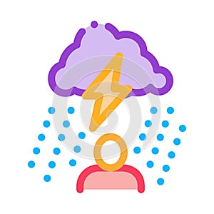 Rainy Cloud Man Icon Vector Outline Illustration