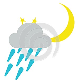 Rainy cloud at night, icon