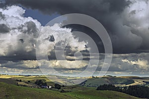 Rainy Clouds over British Countryside at Late Summer