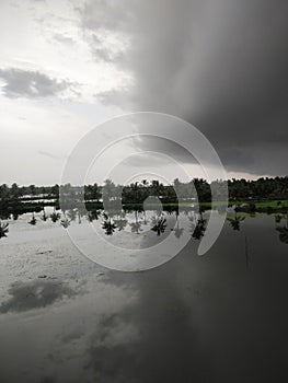 Rainy clouds over lake at kochi Kerala
