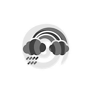 Rainy clouds and rainbow vector icon