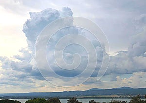 Rainy cloudy sky landscape in the city of Kisumu