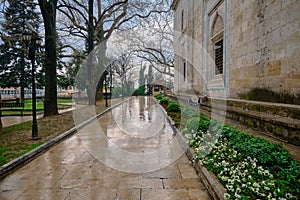 Rainy day in Bursa in Green mosque yesil cami