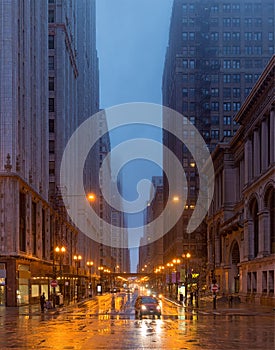 A rainy day in Chicago, illinois, USA