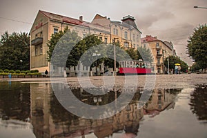 Rainy day in the city of Sovetsk Kaliningrad region