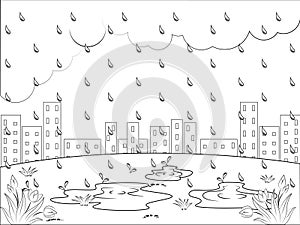 Rainy Day Coloring Page for kids