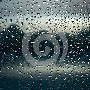 Rainy day creates mesmerizing background with water drops on window