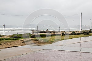 Rainy Day at Durban Beachfront with Buildings in Background