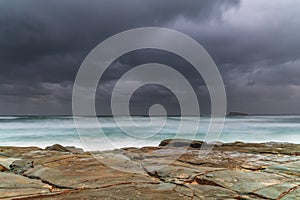 Rainy day moody seascape