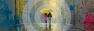 Rainy Day Romance: A Couple\'s Journey Through the City Streets