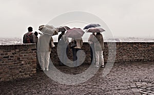 Rainy day tourists