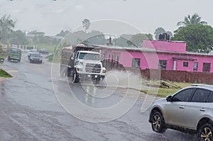 Rainy Day Travel On Wet Road