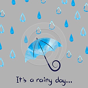 Rainy day vector illustration.