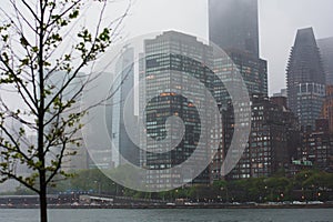 Rainy Day View of Manhattan from Roosevelt Island