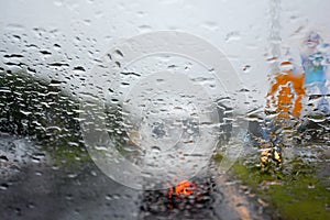 Rainy days, Rain drops on a car window