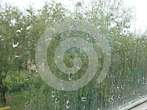 rainy days rain drops on the window surface