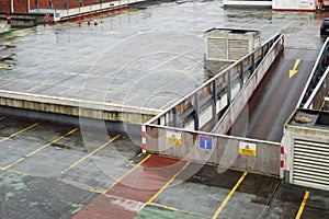 Rainy Parking Garage Roof Deck