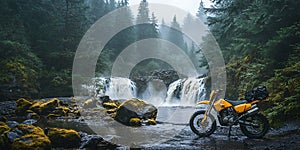 Rainy River Scene Lush Forest FastFlowing Water Dramatic Weather