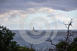 Rainy Seascape, lighthouse