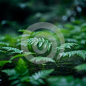 Rainy season abundance Natures leaves flourish in a watery landscape