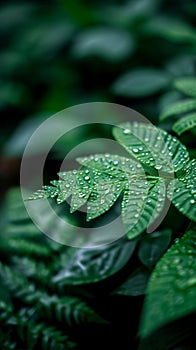 Rainy season abundance Natures leaves flourish in a watery landscape