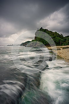 Rainy season on Karang tengkorang beach