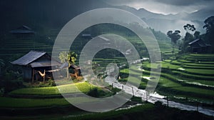 Rainy season rice fields