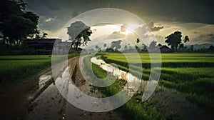 Rainy season rice fields