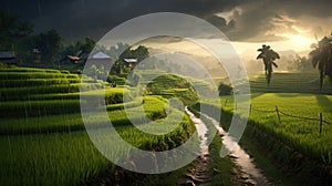 Rainy season rice fields