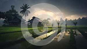 Rainy season rice fields